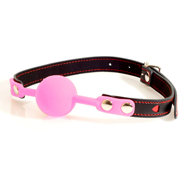 Gag Ball with Pink Silicone Gag  and Hearts by H'NH