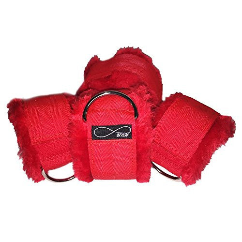 Bed Restraints for Sex with Adjustable Straps for Bondage and BDSM (Furry) - Red